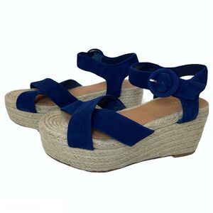 Halogen Navy Blue Suede Emery Crisscross Espadrille Platform Sandal Size 6.5 M
